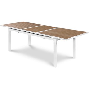 Nizuc Wood Look Accent Paneling Outdoor Patio Extendable Aluminum Dining Table In Brown