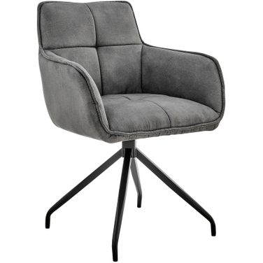 Noah Dining Room Accent Chair In Charcoal Fabric and Black Metal Legs