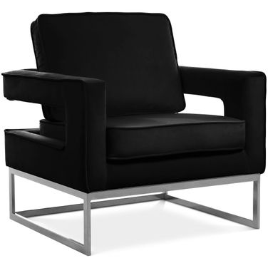Noah Velvet Accent Chair In Black/Chrome
