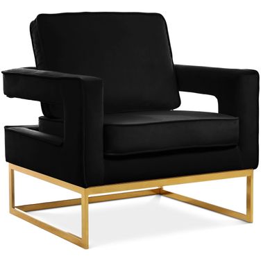 Noah Velvet Accent Chair In Black/Gold