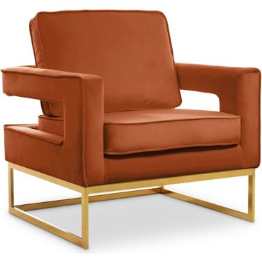 Noah Velvet Accent Chair In Cognac