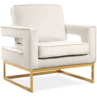 Noah Velvet Accent Chair In Cream