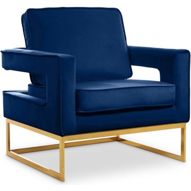 Noah Velvet Accent Chair In Navy/Gold