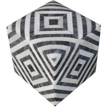 Nyla Pouf In Grey and Ivory