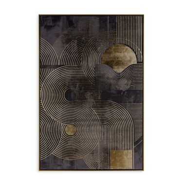 Nocturnal Brilliance Hand Painted Giclee In Black and Gold