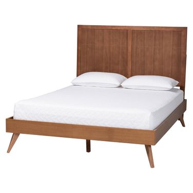 Noela Mid Century King Platform Bed In Ash Walnut