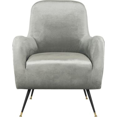 Noelle Velvet Retro Mid Century Accent Chair in Light Grey