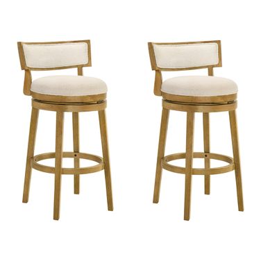 Noely Swivel Bar Height Bar Stool Set of 2 In Amber Glow and White