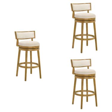 Noely Swivel Bar Height Bar Stool Set of 3 In Amber Glow and White