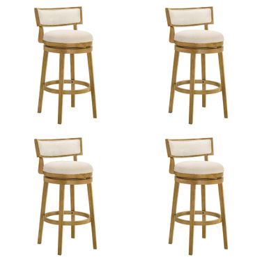 Noely Swivel Bar Height Bar Stool Set of 4 In Amber Glow and White