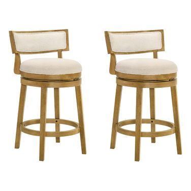 Noely Swivel Counter Height Bar Stool Set of 2 In Amber Glow and White