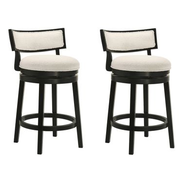 Noely Swivel Counter Height Bar Stool Set of 2 In Black and White