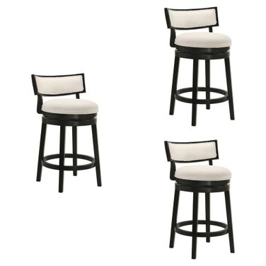 Noely Swivel Counter Height Bar Stool Set of 3 In Black and White