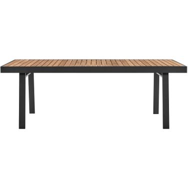 Nofi Outdoor Patio Dining Table In Charcoal Finish with Teak Wood Top