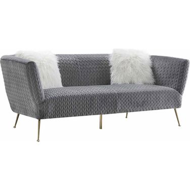 Noho Collection Lafayette Velvet Sofa In Grey and Gold