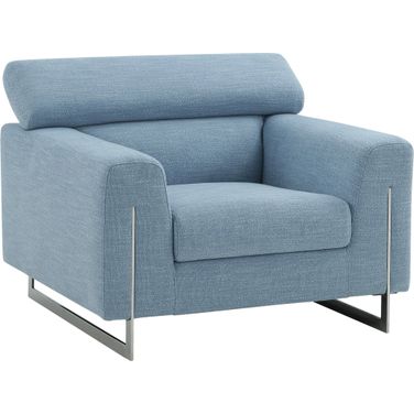 Noho Serena Modern Lounge Chair with Adjustable Headrests In Silver and Blue