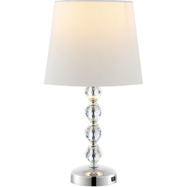 Nola 17 Inch Clear and Chrome Table Lamp Set of 2 with Usb Port