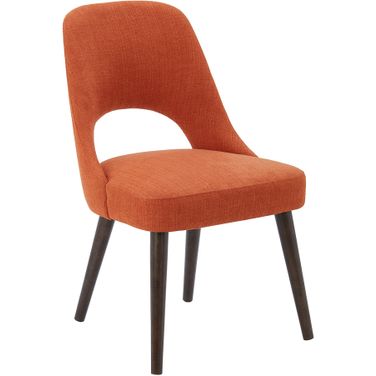Nola Dining Chair Set Of 2 In Orange/Dark Brown