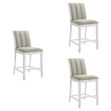 Nolan 26 Inch Counter Height Barstool Set of 3 In Fog and Matte White