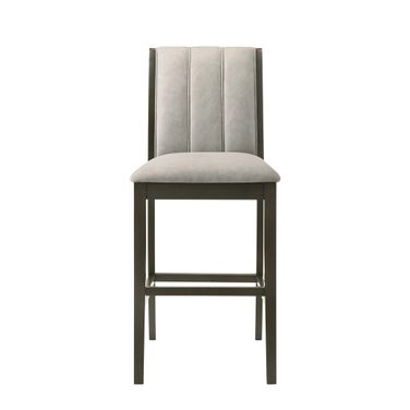 Nolan 26 Inch Counter Height Rubberwood Barstool with Fabric Seat In Gray and Dark Roast