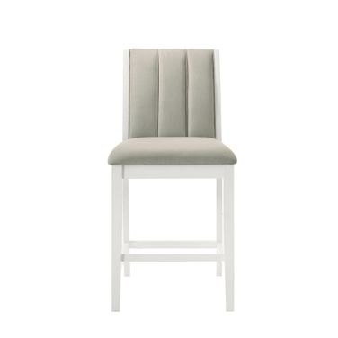 Nolan 30 Inch Bar Height Rubberwood Barstool with Fabric Seat Fabric Seat In Fog and Matte White