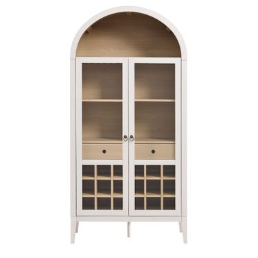 Nolan Arched Bar Cabinet In Ivory and Oak