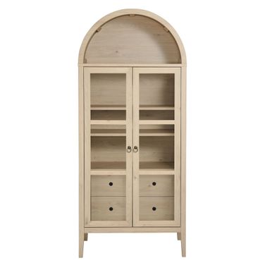 Nolan Tall Arched Storage Display Cabinet In Light Oak