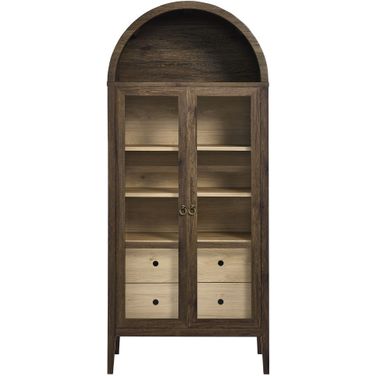Nolan Tall Arched Storage Display Cabinet In Walnut Hickory