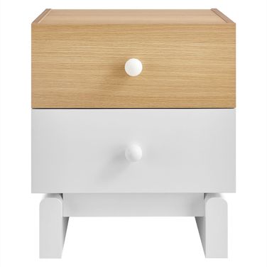 Nolia 2-Drawer Color Block Nightstand In Oak White