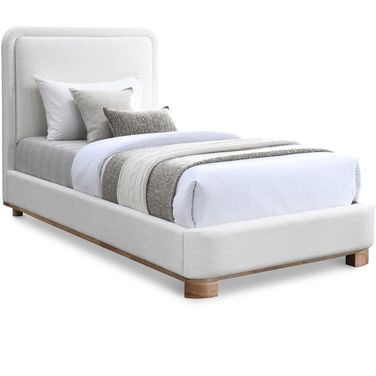 Nolita Linen Textured Fabric Twin Bed In Cream and Natural