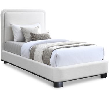 Nolita Linen Textured Fabric Twin Bed In Cream and Black