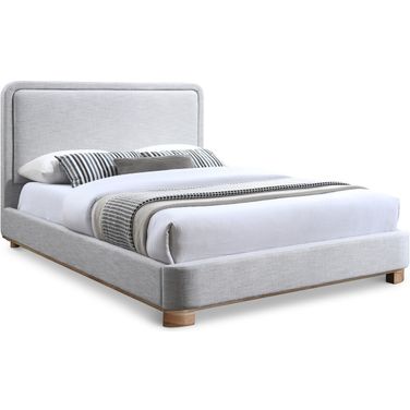 Nolita Textured Fabric King Bed In Grey Linen/Natural