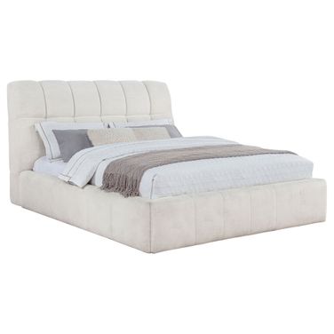 Nollet 48-Inch Upholstered Queen Panel Platform Bed In Cream