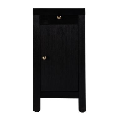 Nora 12 Inch Rectangular Wood 1 Door Narrow End Table with Pull-Out Tray In Coffee