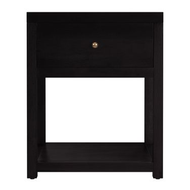 Nora 21 Inch Rectangular Wood 1 Drawer Small Nightstand with Lower Open Shelf In Coffee