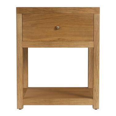 Nora 21 Inch Rectangular Wood 1 Drawer Small Nightstand with Lower Open Shelf In Natural