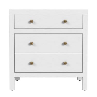 Nora 25 Inch Rectangular Wood 3 Drawer Nightstand In White