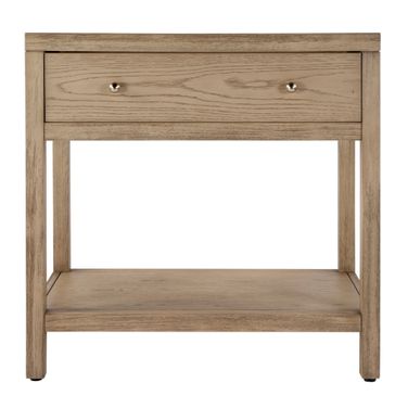 Nora 30 Inch Rectangular Wood 1 Drawer Wide Nightstand with Lower Open Shelf In Light Brown