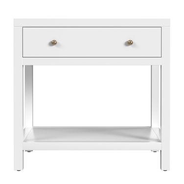Nora 30 Inch Rectangular Wood 1 Drawer Wide Nightstand with Lower Open Shelf In White