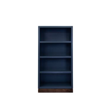 Nora 60 Inch Tall Wood 5 Shelf Bookcase In Blue and Whiskey