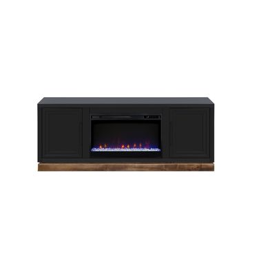 Nora 64 Inch Fireplace TV Stand with 26 Inch Electric Fireplace and Remote Control In Black and Whiskey