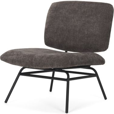 Nora Accent Chair In Charcoal Fabric with Matte Black Metal Legs