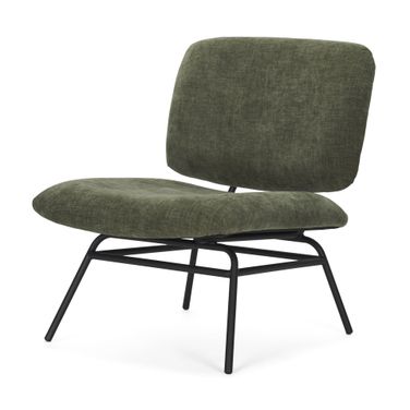 Nora Accent Chair In Forest Green Fabric with Matte Black Metal Legs