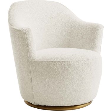 Nora Boucle Upholstered Swivel Chair In White