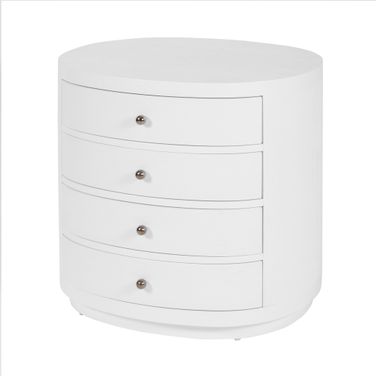 Nora Oval Wood 4 Drawer Nightstand In Textured White
