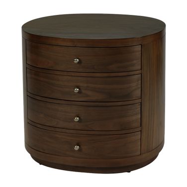 Nora Oval Wood 4 Drawer Nightstand In Walnut
