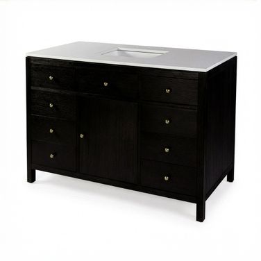 Nora Quartz and Wood Single Sink 8 Drawer Bathroom Vanity Set In Coffee