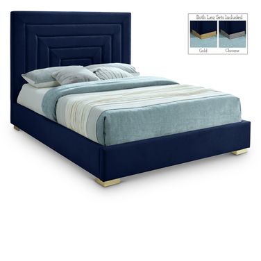 Nora Velvet Full Bed In Navy