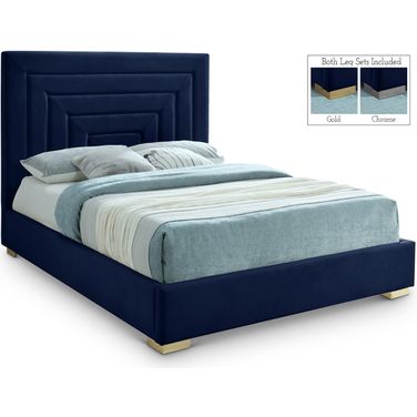 Nora Velvet King Bed In Navy