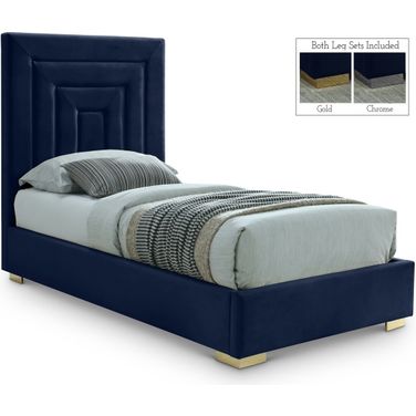 Nora Velvet Twin Bed In Navy